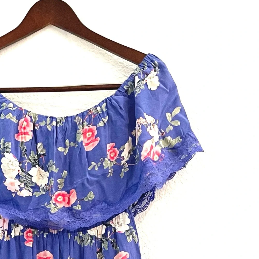 NWT Lovers + Friends Elouise Off Shoulder Floral Midi Dress - Picture 8 of 13